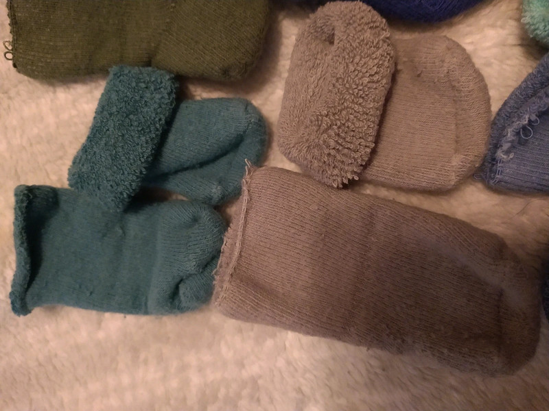 6 Pair Plush Baby Socks Blues Greens Neutrals 4