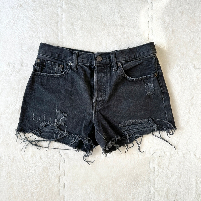 Free People We The Free black distressed denim shorts, size 27 1