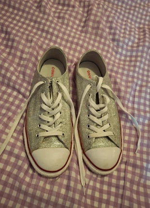 Silver glitter sparkly converse all stars trainers sneakers, brand: Converse, condition: Very good, size: 5, £4.00, £4.90 includes Buyer Protection