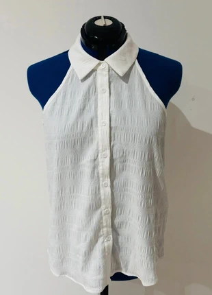 Débardeur blanc à col chemise – Shein – Taille M, marque: Shein, état: Très bon état, taille: M / 38 / 10, 8,00 €, 9,10 € Protection acheteurs (Pro) incluse