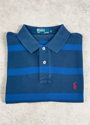 Polo Ralph Lauren Rayé | Bleu Marine/Bleu + Logo Brodé Rouge | XL Homme, marque: Ralph Lauren, état: Très bon état, taille: XL, 15,00 €, 16,45 € Protection acheteurs incluse