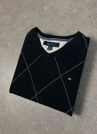 Pull/Sweat a col V Tommy hilfiger S Noir Homme motif Argyle logo brodé coton vintage, brand: Tommy Hilfiger, condition: Very good, size: S, €22.50, €24.33 includes Buyer Protection Pro