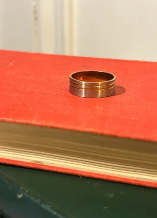 Awesome silver and gold look stainless steel double line biker ring, brand: Viking, condition: New without tags, size: 18.1 mm / P½, £9.00, £10.15 includes Buyer Protection