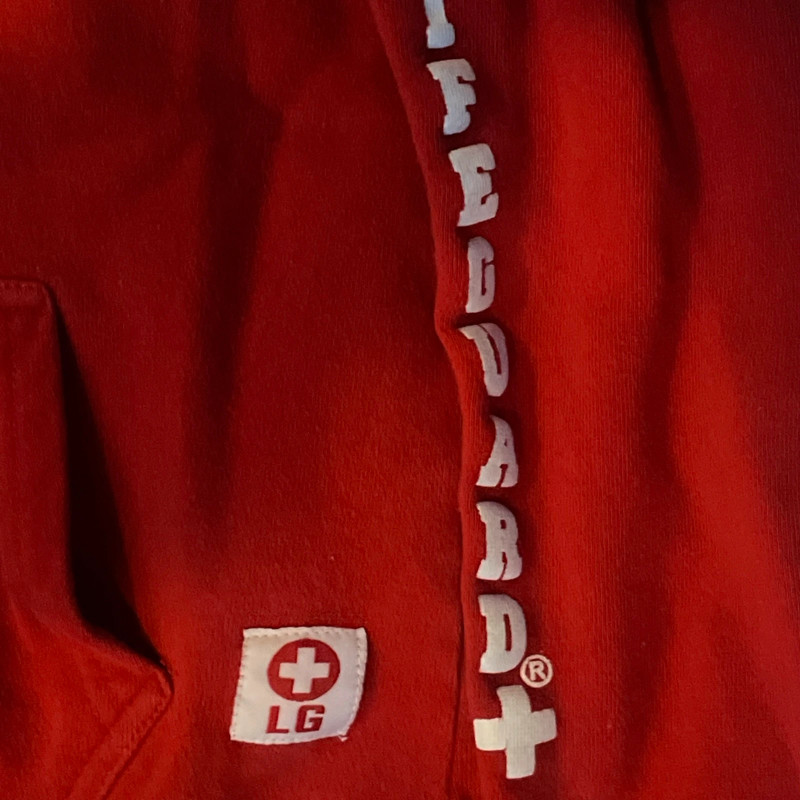 Juniors Official Lifeguard Sweater Newport Beach CA sz M 10/12 Red 4