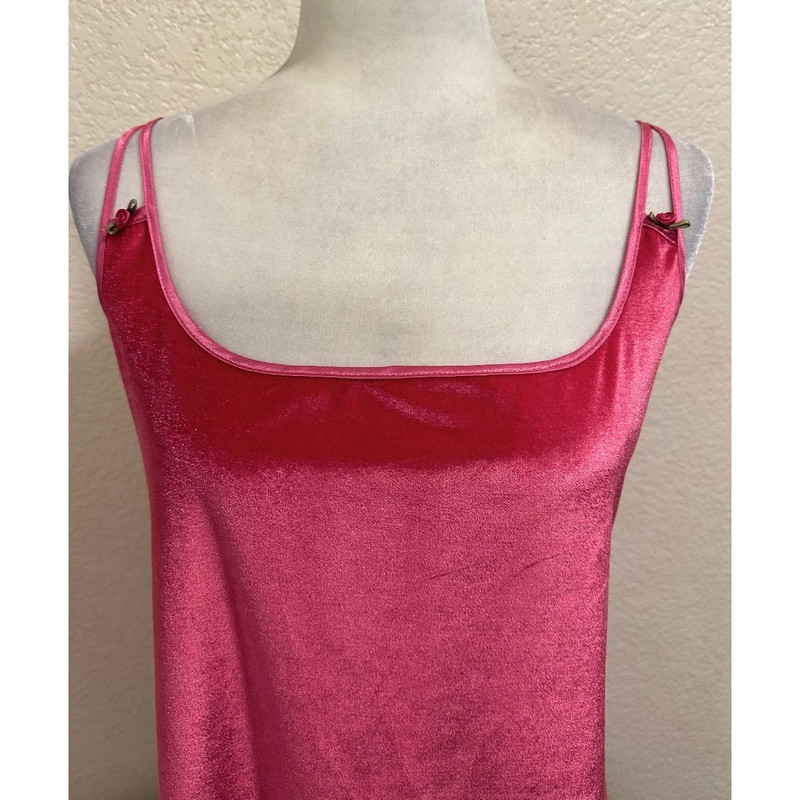 Expressions Vtg 90s Hot Pink Velvet Slip on Lingerie Dress 2