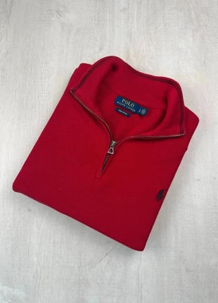 Pull Ralph Lauren rouge col zippé coton Pima logo bleu marine brodé L homme old money, merk: Ralph Lauren, staat: Heel goed, maat: L, € 62,00, € 65,80 inclusief Kopersbescherming Pro