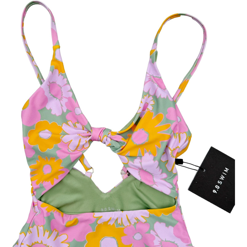 New 9.0 Swim Jada Cut Out One Piece Retro Floral Swimsuit Bathing Suit Size 4 2