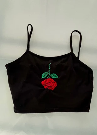 Top nero a spalline sottili SHEIN con ricamo floreale, marca: Shein, estado: Muy bueno, tamaño: M / 38 / 10, 2,00 €, 2,80 € Protección al comprador incluida