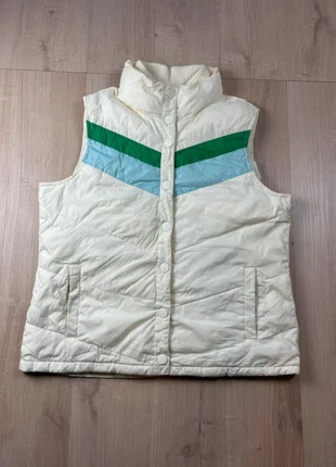 Doudoune Sans Manches Old Navy | Blanche à Bandes Vertes et Bleues | Vintage | Taille L Femme, marke: Old Navy, zustand: Sehr gut, größe: L / 40 / 12, 15,00 €, 16,45 € inklusive Vinted-Käuferschutz