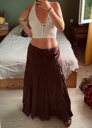 Jupe longue bohème marron – taille unique ajustable – fluide & légère, marke: Zara, zustand: Gut, größe: Einheitsgröße, 20,00 €, 21,70 € inklusive Vinted-Käuferschutz