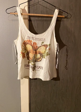 Wit topje met print, Clockhouse, merk: Clockhouse, staat: Goed, maat: XS / 34 / 6, € 2,45, € 3,27 inclusief Kopersbescherming