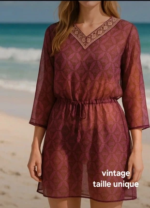 Robe de plage transparente à motifs géométriques style bohème chic taille unique, brand: Vintage Dressing, condition: Very good, size: One size, €14.90, €16.35 includes Buyer Protection