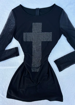 🖤 Black Mesh Cross Dress – Impacto visual & estética dark, marca: Vintage Dressing, estado: Novo sem etiquetas, tamanho: M / 38 / 10, €22.00, €23.80 inclui Proteção do Comprador
