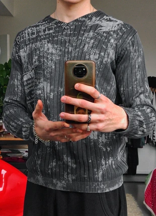 vneck grunge patchwork knitwear sweater roulé côtelé ribbed y2k pull, merk: y2k, staat: Heel goed, maat: XL, € 47,00, € 50,05 inclusief Kopersbescherming