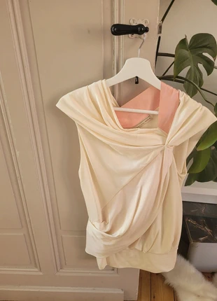 Beige zomertop met zalmroze lint balanciaga, marca: Balenciaga, estado: Muito bom, tamanho: M / 38 / 10, €103.00, €108.85 inclui Proteção do Comprador