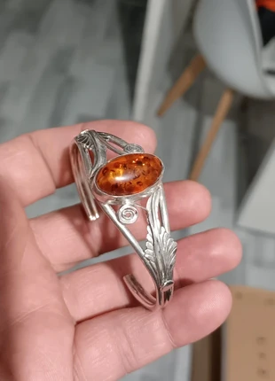 Bracelet ancien argent 925 et ambre naturel, marca: Art, estado: Bom, €99.00, €104.65 inclui Proteção do Comprador