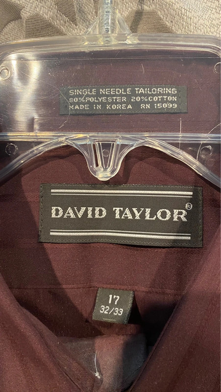 David Taylor men’s purple dress shirt size 17. NWT 3