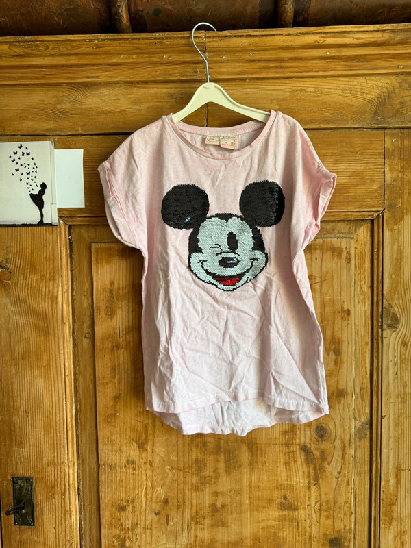 T-Shirt von Zara girls mit Mickey Mouse und Pailletten 1