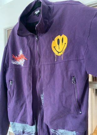 Skate Park Jacke Lila | Smiley Print | Oversized Streetwear L Vintage, marque: Skate Nation, état: Très bon état, taille: L, 32,00 €, 34,30 € Protection acheteurs incluse