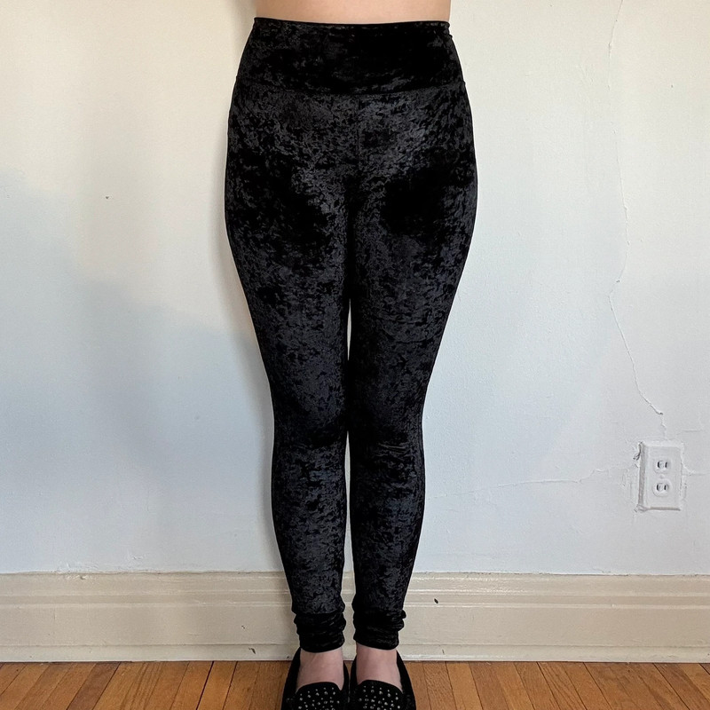 Express Black Crushed Velvet Leggings 4