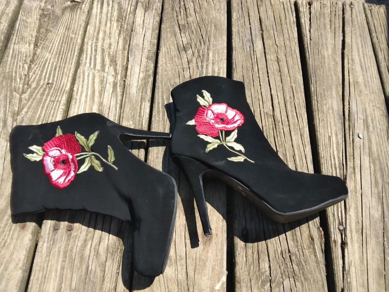 Madeline Stuart rose embroidered design heeled booties 2