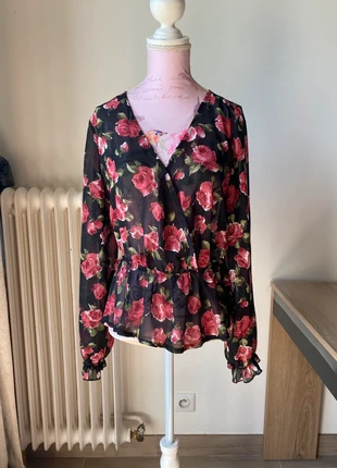 Blouse floral à col en V, marque: Shein, état: Neuf sans étiquette, taille: L / 40 / 12, 5,00 €, 5,95 € Protection acheteurs incluse