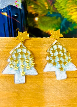 Boucles d’oreilles de Noël Sapins étoilés, condition: Very good, €8.00, €9.10 includes Buyer Protection