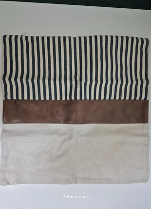 Cushion Covers. Navy Blue & Tan Pillow Covers Set of 2 - 40x40cm Faux Leather Patchwork Textured, brand: Merrycolor, condition: New, size: 40 x 40 cm, £3.25, £4.11 includes Buyer Protection