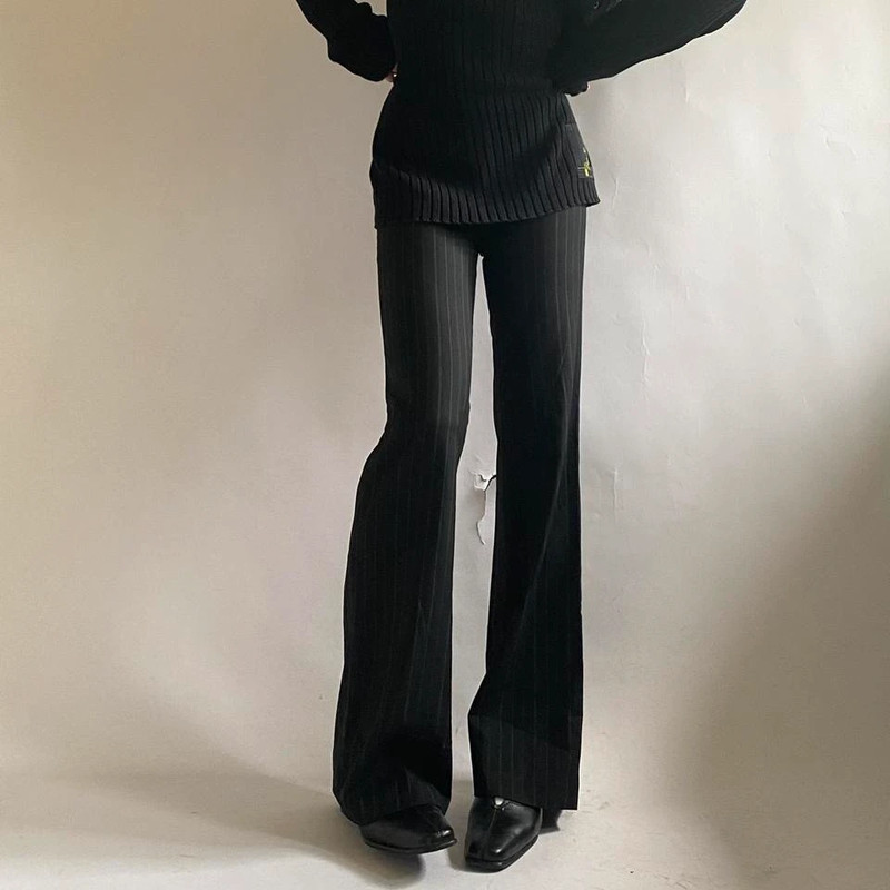 Vintažinės ( vintage black pinstripe office chic pants/trousers) juodos kelnės 3