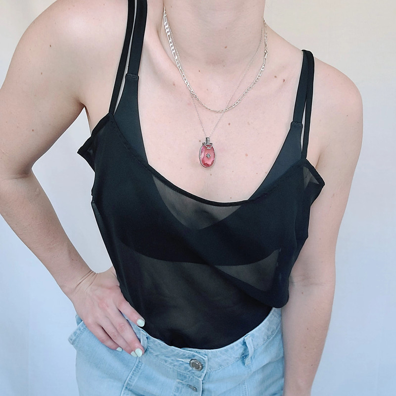 Vintage Y2K Black Sheer Camisole Tank Top - Medium 1