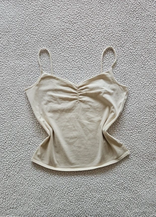 Joli débardeur beige crème près du corps décolleté froncé court vintage y2k - Taille M/38, marca: COQUETTE, estado: Muito bom, tamanho: M / 38 / 10, €8.00, €9.10 inclui Proteção do Comprador