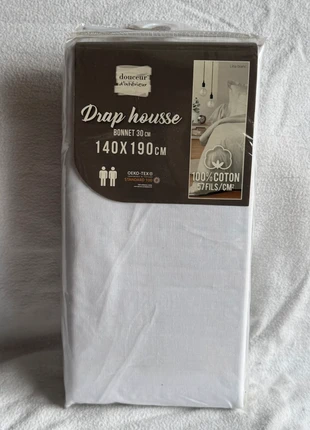 Drap housse coton blanc 140x190 Lina Douceur d'intérieur, brand: Douceur d'interieur, condition: Like new, size: Double (120-140 x 190-200 cm), €8.99, €10.14 includes Buyer Protection Pro