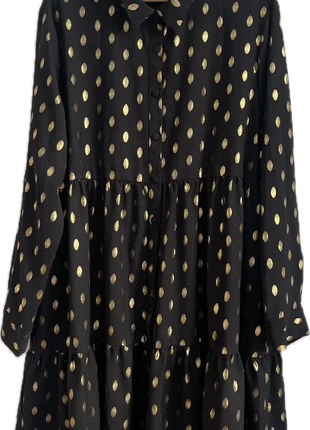 Shein tunique dress gold dots Size xxl, merk: Shein Curve, staat: Heel goed, maat: XXL / 44 / 16, € 4,90, € 5,85 inclusief Kopersbescherming
