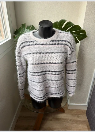 Jersey suave con textura peluda y rayas, marque: H&M, état: Très bon état, taille: S / 36 / 8, 6,90 €, 7,95 € Protection acheteurs incluse