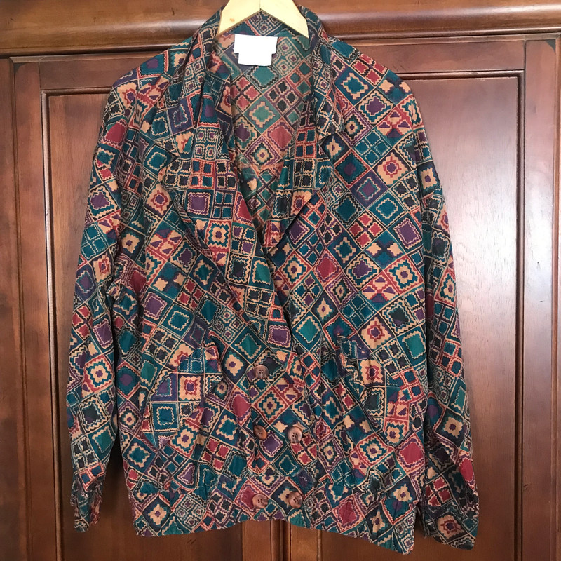 Vintage Schrader Separates Womens Size 16 Button Front Silk Jacket 1