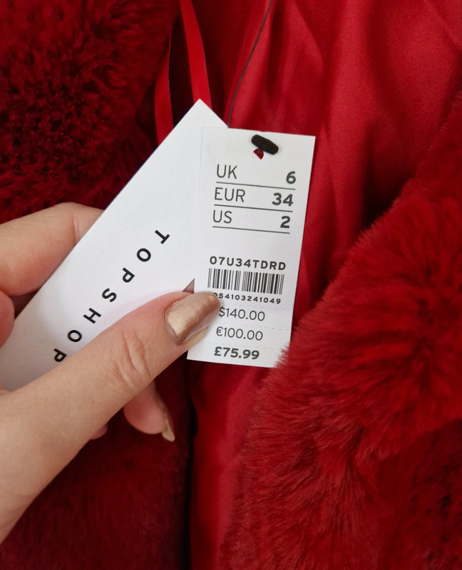 Topshop red 2025 fur coat