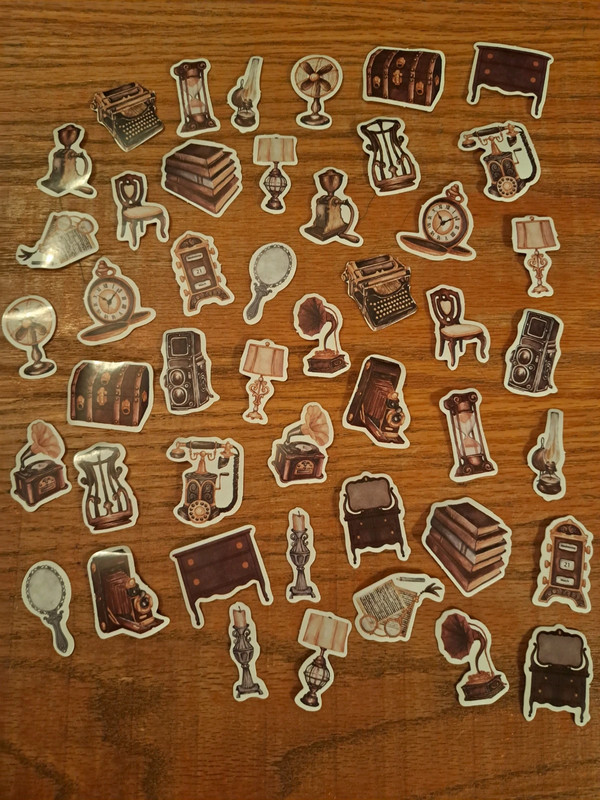 Set of vintage themed scrapbooking stickers 1