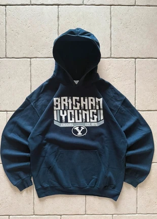 Blue Vintage Hoodie Gildan Brigham Young Yale College USA, marca: Gildan, estado: Muito bom, tamanho: L, €18.90, €20.55 inclui Proteção do Comprador