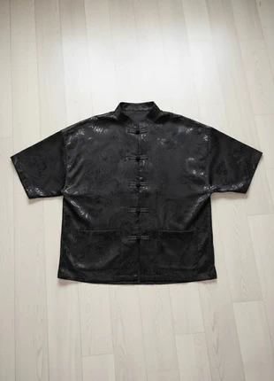 Streetwear Chemise Noire Col Mao, Dragon Jacquard, brand: Vintage Dressing, condition: Very good, size: M, €40.00, €42.70 includes Buyer Protection