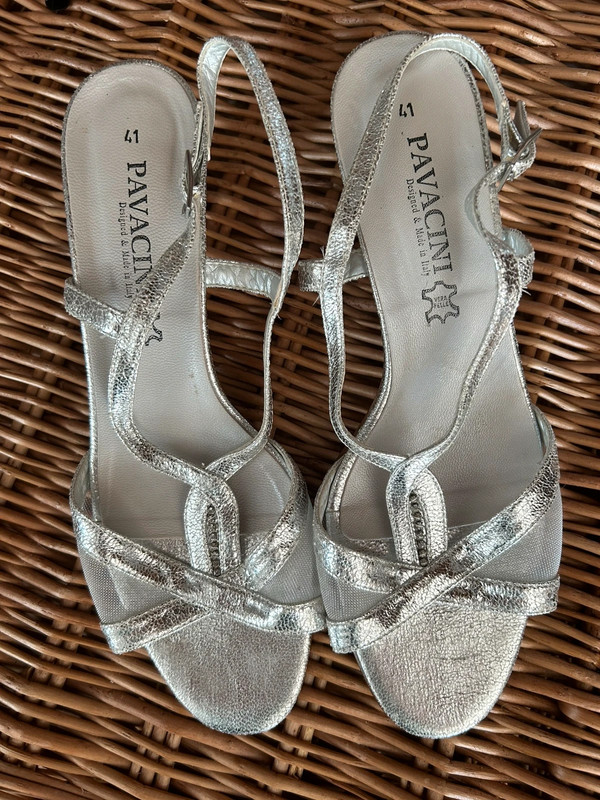 Silver real leather Italian sandals shoes Vinted