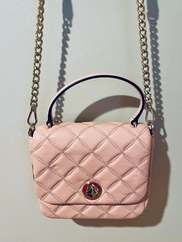 New Kate Spade Natalia pink quilted leather square Crossbody bag 1