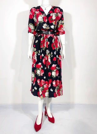 Vintage Black Floral Dress EU42/44 - grunge, whimsigoth, 70s, boho, 60s, fairy, romantic, marca: Vintage, estado: Muito bom, tamanho: XL / 42 / 14, €22.00, €23.80 inclui Proteção do Comprador