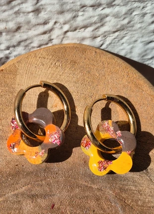 #boucles d'oreilles #fleurs #acier inoxydable #femme #pampilles #doré #marron #automne#vinted, marque: Fait Main, état: Neuf avec étiquette, 6,00 €, 7,00 € Protection acheteurs incluse