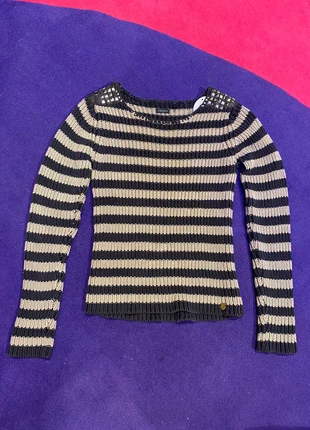 Pull maille IKKS vintage grunge clous cuir rayure y2k punk rock taille XS tres bon état, brand: IKKS, condition: Very good, size: XS / 34 / 6, €25.00, €26.95 includes Buyer Protection Pro