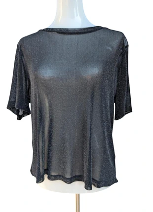 T-shirt long noir pailleté oversize SHEIN – Taille L/40 – Style tendance & brillant, merk: Shein, staat: Goed, maat: L / 40 / 12, € 3,00, € 3,85 inclusief Kopersbescherming