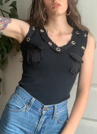 Top vintage débardeur années 2000 y2k noir, marque: Vintage Dressing, état: Très bon état, taille: M / 38 / 10, 9,00 €, 10,15 € Protection acheteurs incluse