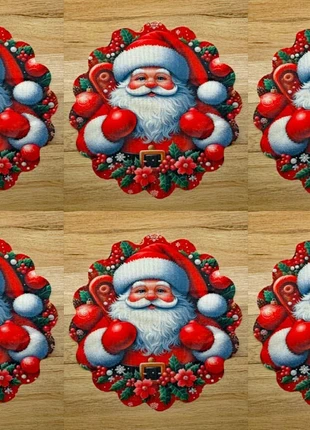 Lot de 6 sets de table ronds “Père Noël” 35 cm – Polyester, condition: New without tags, €9.90, €11.10 includes Buyer Protection Pro