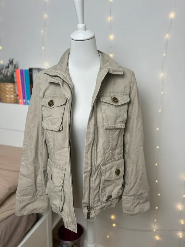 veste col montant vintage mi-saison en coton beige taille M