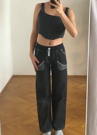 Cool Vintage straight leg grey black stone washed elastic waist denim jeans with cool pockets, marke: Vintage Dressing, zustand: Gut, größe: XS / 34 / 6, 26,00 €, 28,00 € inklusive Vinted-Käuferschutz