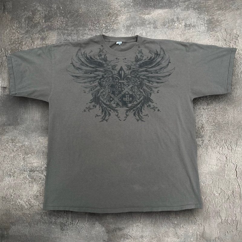 Military Green Affliction Style Grunge Tee 1